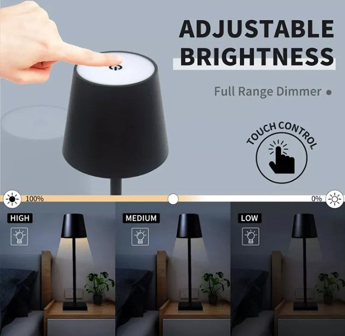 Modern LED Desk Touch Lamp with Dimming - Rechargeable, Waterproof Table Lamp for Home and Outdoor Use