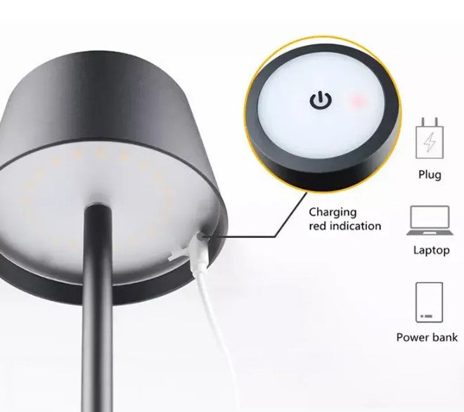Modern LED Desk Touch Lamp with Dimming - Rechargeable, Waterproof Table Lamp for Home and Outdoor Use