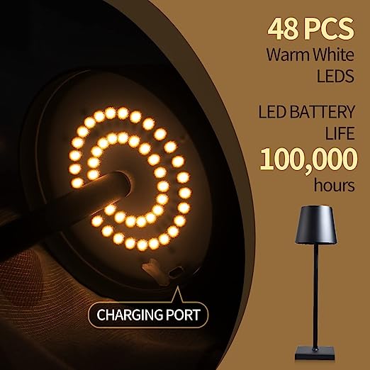 Modern LED Desk Touch Lamp with Dimming - Rechargeable, Waterproof Table Lamp for Home and Outdoor Use