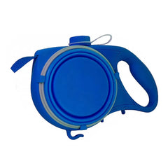 مقود الحيوانات الأليفة 5 في 1 (مقود، وعاء ماء، زجاجة ماء، كيس نفايات وخطاف) - أحمر