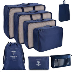 8-Piece Travel Luggage Organizer Packing Cube Set with Waterproof Polyester, Breathable Mesh, Shoe Bag, Underwear Bag, Laundry Bag & Wash Bag