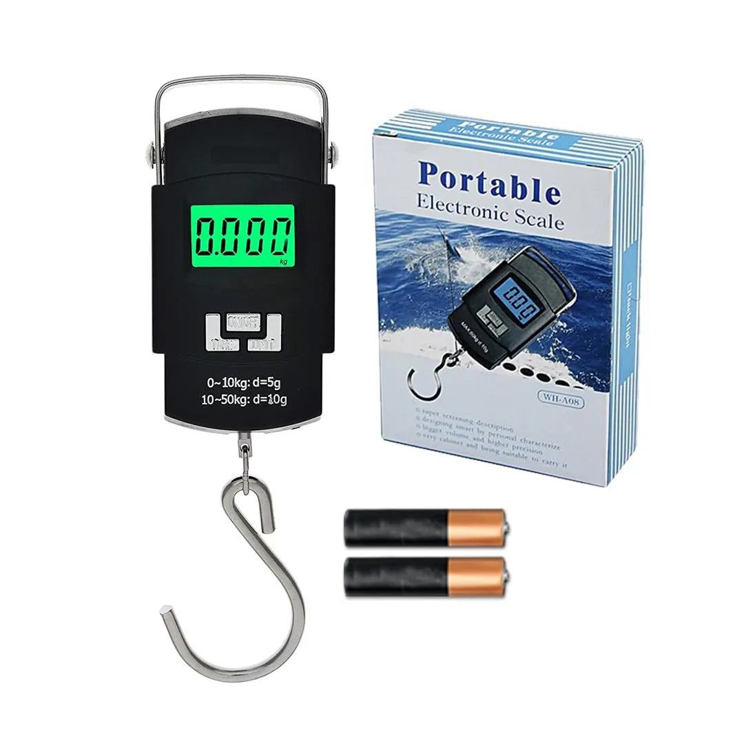 50Kg Digital Hanging Luggage Scale with Backlit LCD Display, High Precision Sensor, Tare Function, Temperature Display, Auto Shut-Off & Multi-Unit Electronic Hanging Weight Scale
