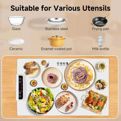 Advanced Electric Food Warming Mat 60x38 CM, Full Surface Even Heating, Adjustable 50–100°C Smart Touch Control, 1–6H Timer & Safety Lock, Silicone Multi-Function Kitchen Heating Board.