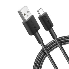 كابل أنكر USB-A إلى USB-C (1 متر، مضفر، عبوة من قطعتين) أسود