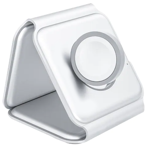 شاحن سفر لاسلكي مغناطيسي محمول قابل للطي 3 في 1 بقوة 15 وات للهواتف الذكية وiWatch وAirpods