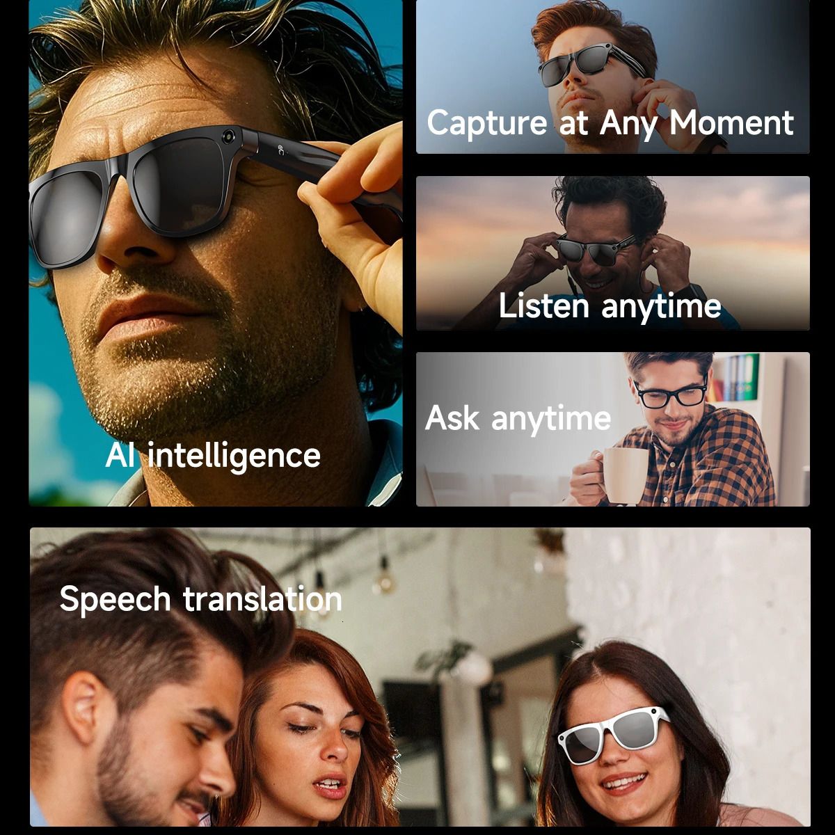 Gl One GL ONE AI-Powered Smart Glasses with HD Camera, 1080p Video Recording ...