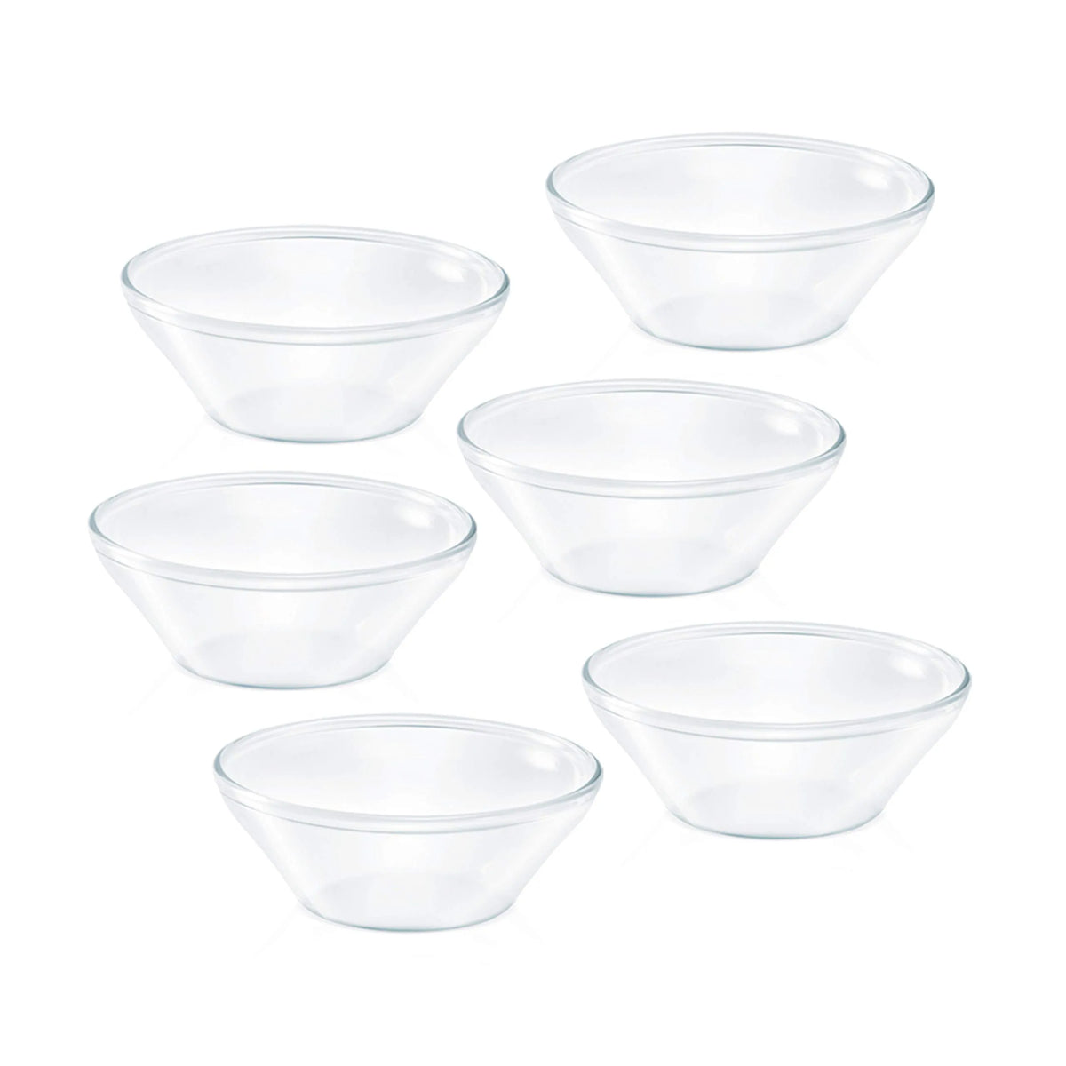Borosil Venus Glass Katori Set of 6 – 170 ml |  Scratch Resistant Microwave Safe Multipurpose Serving Bowls with Elegant Flared Design