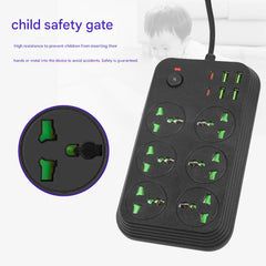 Power Socket T24, 3000W High Power Multi-Function Extension Strip with 6 Outlets, 4 USB-A Ports, 2 Type-C Ports, 2m Cable, Flame Retardant Safety Design