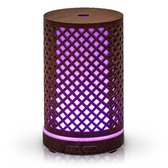 200mL Ultrasonic Aromatherapy Essential Oil Diffuser & Humidifier with 7-Color LED Ambient Light, Timer, Below 36dB Quiet Operation & Decorative Wood-Style Cover
