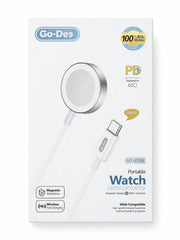 Go Des GD-UC591 Apple Watch Series 1–7 and SE 1m Type-C Magnetic Wireless Charging Cable with 2W Output, Heat-Insulating Design and Bend-Resistant Ends