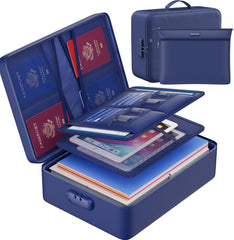 Portable A4 Document Organizer Bag with 3-Digit Combination Lock, Waterproof Oxford Fabric, Multi-Layer Storage, 2 Separators, Luggage Strap & Carry Handle – 37 × 27 × 10 CM