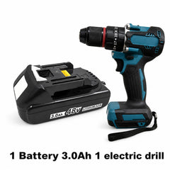 48V Brushless Cordless Impact Drill & Screwdriver with 3 Working Modes, 20-Position Adjustable Torque, Variable Speed, Forward & Reverse, LED Work Light, Rechargeable Lithium Battery & Free Spiral Auger Drill Bit