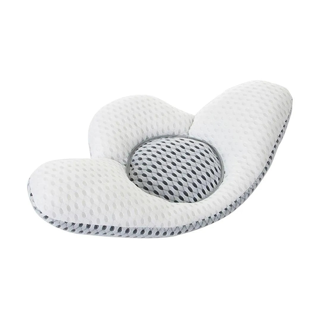 Ergonomic Lumbar Support Pillow & Adjustable Waist Cushion with Removable Height Pad, Breathable 3D Mesh, Buckwheat Hull Support Core & Polyester Fiber Filling for Side & Back Sleeping