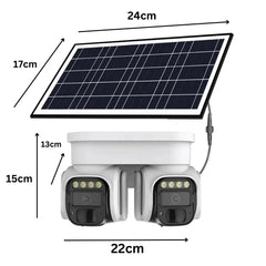 Dual PTZ 4G Solar Smart Security Camera with Dual Lens, 2K Resolution, 5200mAh Rechargeable Battery, 355° Pan & 90° Tilt, Human Motion Detection, Auto Tracking, Full-Color Night Vision, IP65 Weatherproof & TF Card Support