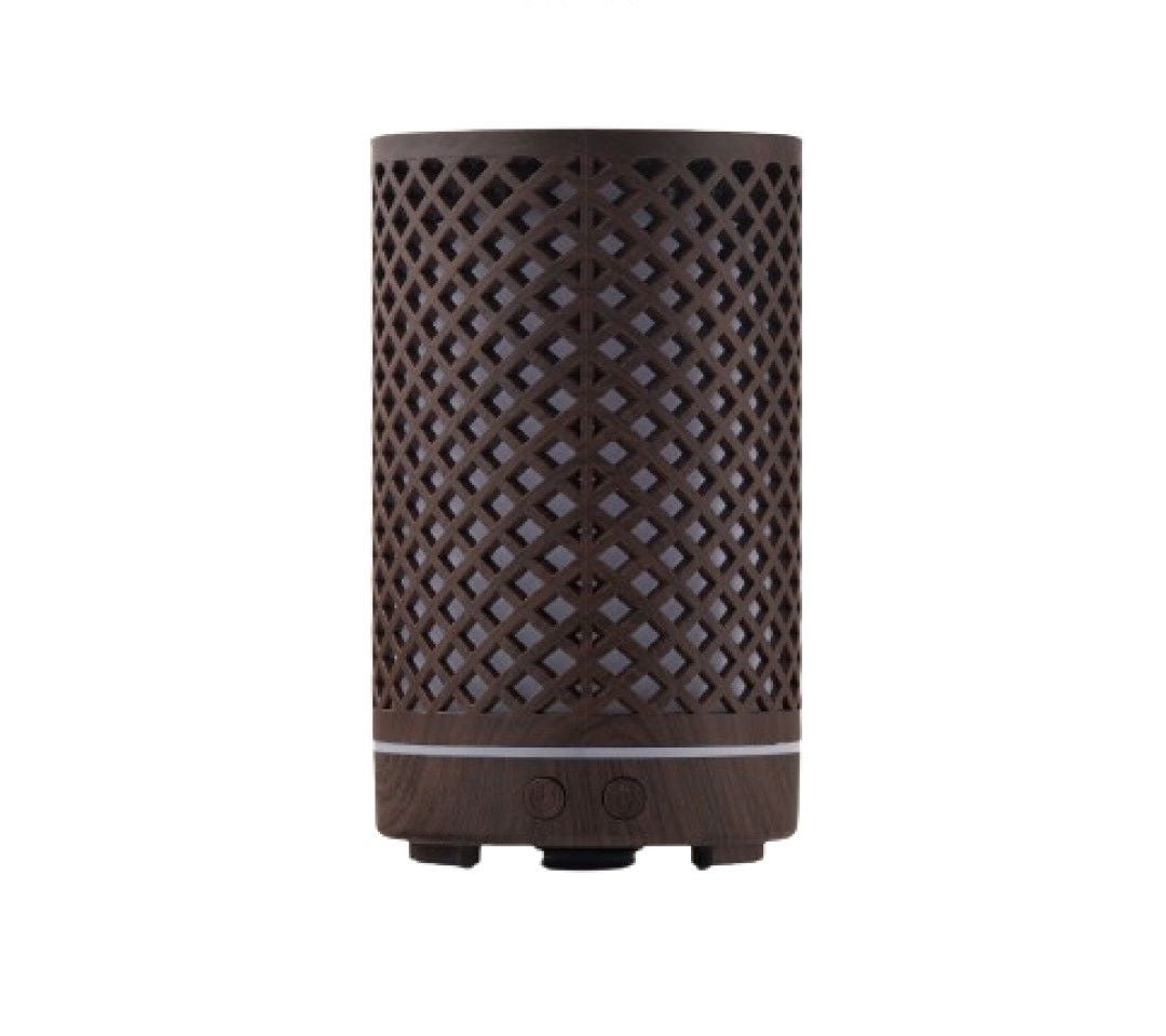 200mL Ultrasonic Aromatherapy Essential Oil Diffuser & Humidifier with 7-Color LED Ambient Light, Timer, Below 36dB Quiet Operation & Decorative Wood-Style Cover