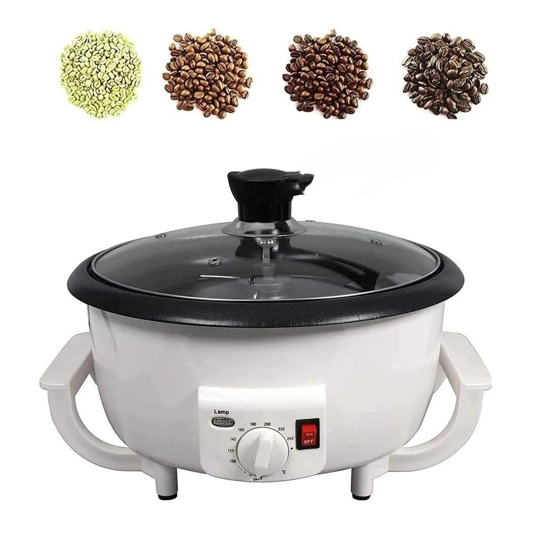 SAYONAPPS 750g Electric Coffee Bean Roaster 800W with Automatic Stirring, 100-240°C Adjustable Temperature, Non-Stick Roasting Pan & Ventilated Glass Lid