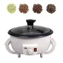 SAYONAPPS 750g Electric Coffee Bean Roaster 800W with Automatic Stirring, 100-240°C Adjustable Temperature, Non-Stick Roasting Pan & Ventilated Glass Lid