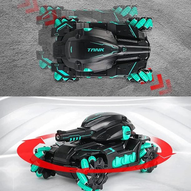 Cool High Speed Water Pellet Shooting RC Water Tank Car with All Terrain Capability - Remote and Gesture Controlled