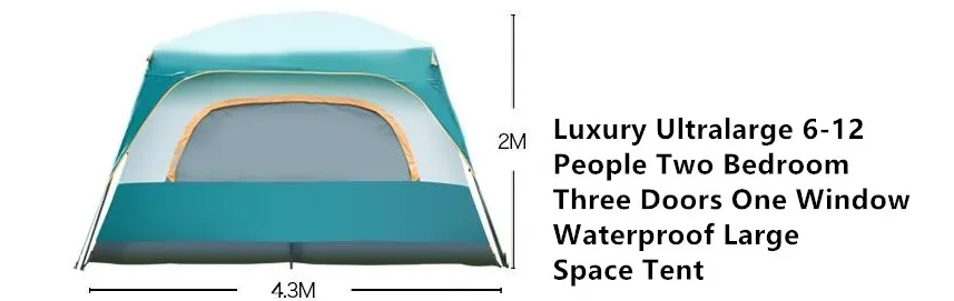 Portable Foldable 8-10 Persons Family Camping Tent with Carry Bag - Durable & Weather Resistant