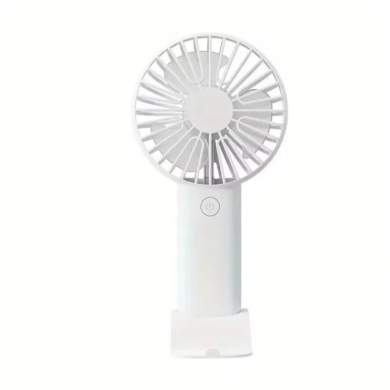 3-in-1 Portable USB Rechargeable Handheld Mini Fan with 3 Adjustable Speeds, Quiet Cooling, Built-In Mobile Phone Holder, Detachable Desktop Stand & Lightweight Travel Design