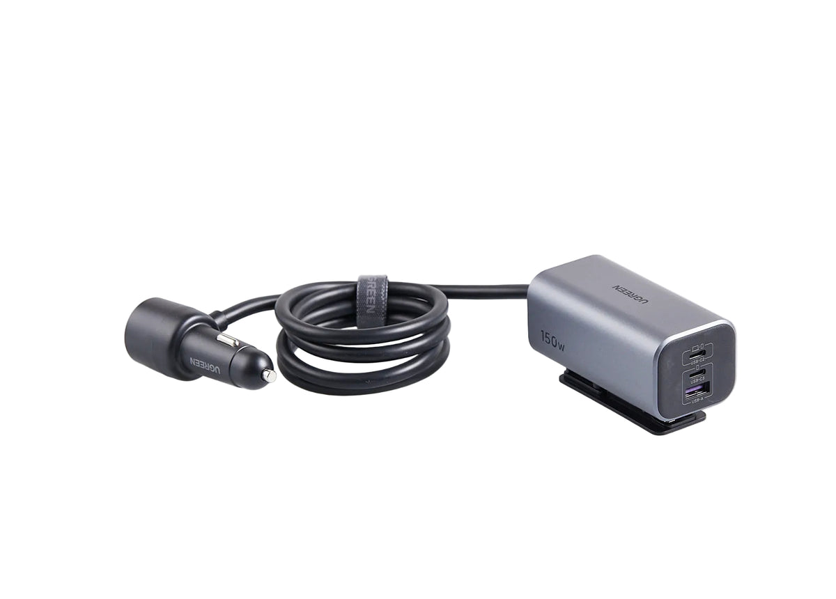 شاحن سيارة سريع UGREEN 150W بـ 4 منافذ GaN (رمادي فلكي)