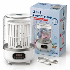 3L Fully Automatic Portable Mini Washing Machine & Spin Dryer with 3000mAh Rechargeable Battery, Type-C Charging, Blue Light, Digital Display & Dehydration Basket
