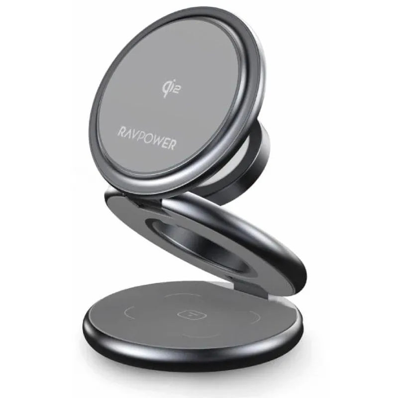 RavPower 3 In 1 Foldable Wireless Charger MagSafe, 15 Watt, Titanium Grey - RP-WC1008