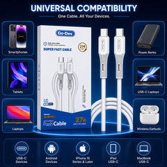 Go-Des 53-GD-UC727-2 2M USB-C to Lightning 27W PD Fast-Charging Cable with Pure Copper Core, Multiple Circuit Protection and Anti-Bending Design