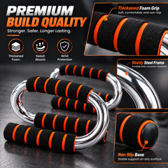 Pair of Professional Push Up Stands with Anti-Skid Base, Comfortable Foam Grip & Elevated Handles for Chest, Arms, Shoulders & Upper Body Training