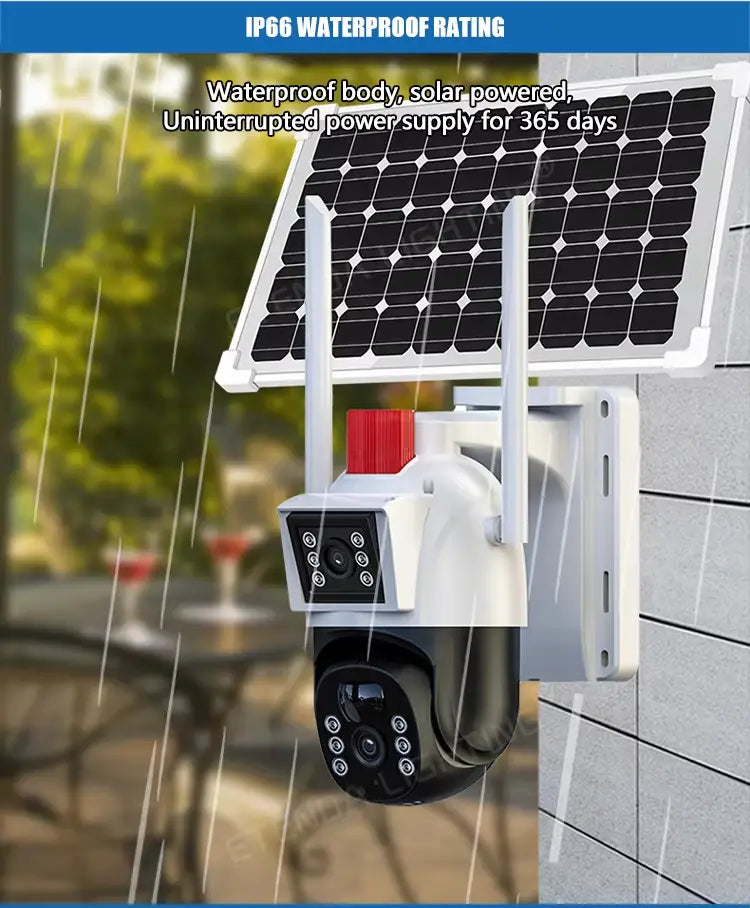 Solar 4G Wireless Outdoor Security Camera with 6MP Dual Lens (3MP+3MP) with PIR Motion Sensor, Humanoid Tracking, PTZ HD Night Vision, IP66 Waterproof & Two-Way Audio