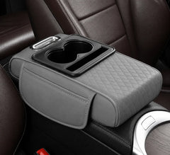 Premium PU Leather Car Seat Gap Organizer & Center Armrest Console Storage Box with Dual Cup Holders, Tissue Box Holder, Mobile Phone Slot, Card Pocket & Multi-Storage Compartments Universal Car Interior Organizer