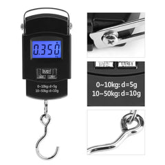 50Kg Digital Hanging Luggage Scale with Backlit LCD Display, High Precision Sensor, Tare Function, Temperature Display, Auto Shut-Off & Multi-Unit Electronic Hanging Weight Scale