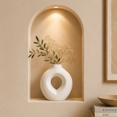 Decorative Minimalist Ceramic Hollow Flower Pot Vase for TV Stand, Shelf & Table Décor