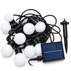 Solar-Powered 2-Way RGBW Decorative String Lights with 10 Shatterproof G50 Bulbs, 6.5m Cord, Eight Lighting Modes, IP44 Weather Resistance and 1200mAh Battery