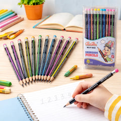 ShunShou SY-0083 HB Graphite Pencil Set 12 PCS with Built-in Eraser, Break-Resistant Lead, Premium Wooden School Writing, Drawing & Sketching Pencils for Kids, Students, Office & Home