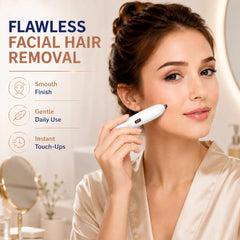 3-in-1 USB Rechargeable Electric Facial Hair Remover & Eyebrow Trimmer for Women with 3 Interchangeable Heads, Nose & Bikini Trimmer, Rounded Safety Blades, Gentle Hair Removal & Cordless Portable Design