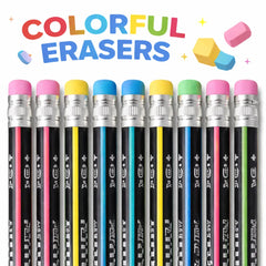 ShunShou SY-0083 HB Graphite Pencil Set 12 PCS with Built-in Eraser, Break-Resistant Lead, Premium Wooden School Writing, Drawing & Sketching Pencils for Kids, Students, Office & Home