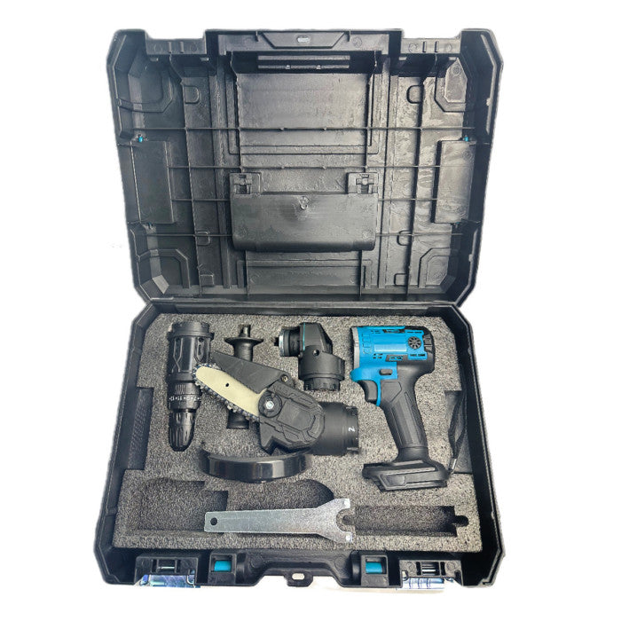 3-IN-1 Heavy Duty 48V Cordless Power Tools Combo Kit with Electric Drill, Angle Grinder & Mini Chain Saw, Fast Charger & Protective Carry Case