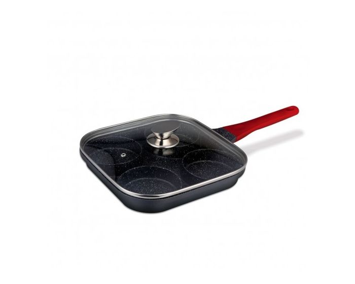 Berlinger Haus Die-Cast 4 Hole Fry Pan with Glass Lid 26x26x3.5 CM