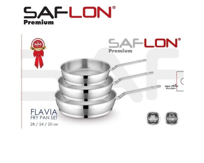 3Pcs Stainless Steel Frypan Set 28+24+20cm by Saflon