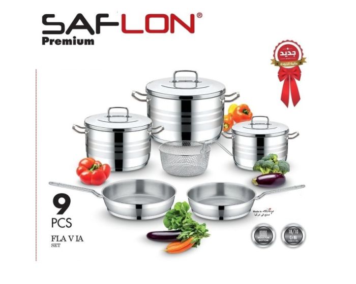 Saflon Premium Stainless Steel Cookware Set 9 Pcs