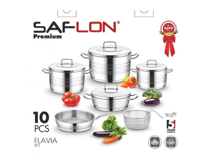 Saflon Stainless Steel Premium Cookware Set 10 Pieces