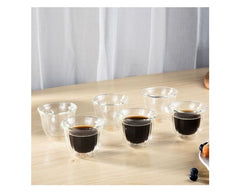 Mooloom Hand Made Borosilicate Glass Double Wall Cawa Cup 80 ml 6 Pcs