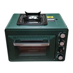 2-in-1 Portable Outdoor Butane Gas Oven & Stove – Stainless Steel Camping Cooker with Dual Gas Can - 25L Capacity & 2.1KW Power