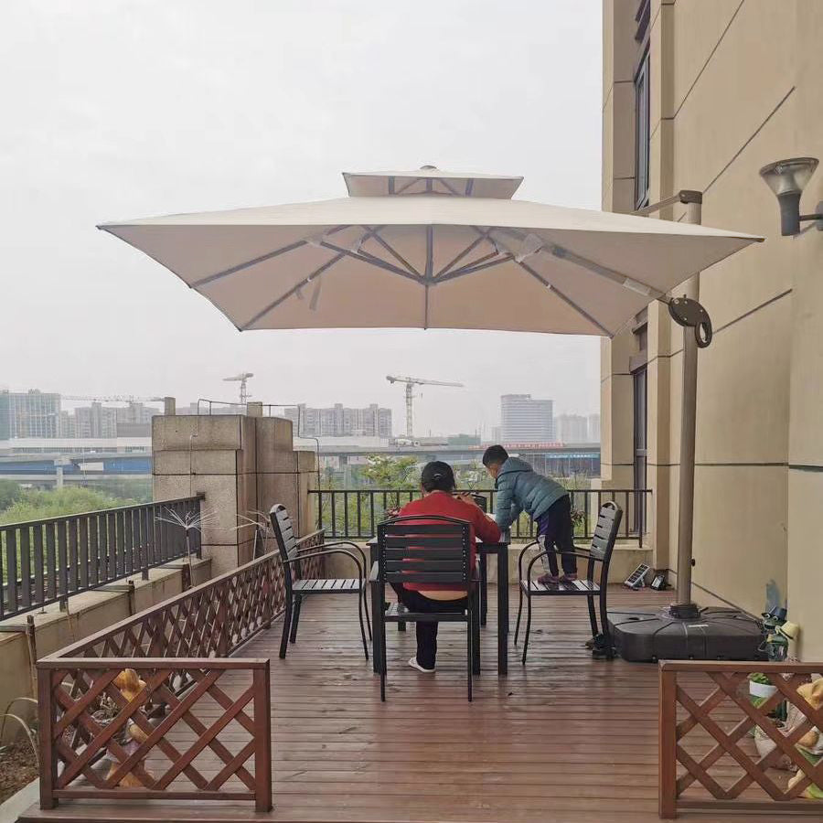Patio Garden Cantilever Solar LED Umbrella - Waterproof, UV Resistant, 360° Rotation