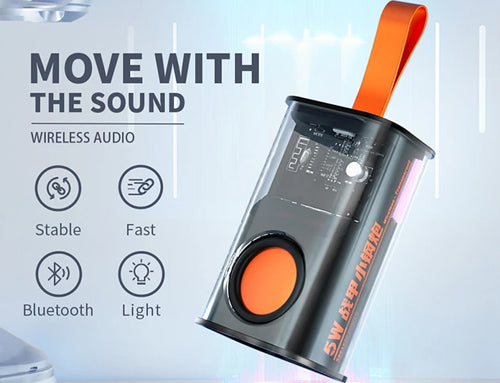 Transparent Mini Wireless Bluetooth Speaker with High Quality Sound and RGB Light
