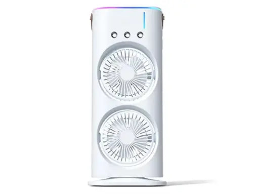 مروحة رذاذ محمولة قابلة لإعادة الشحن مع جهاز تحكم عن بعد وإضاءة LED