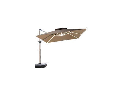 Patio Garden Cantilever Solar LED Umbrella - Waterproof, UV Resistant, 360° Rotation