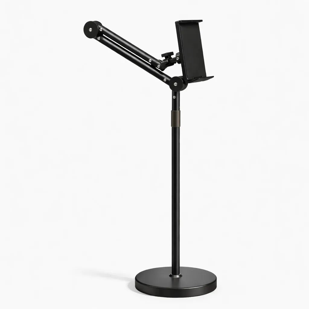 Multifunctional Telescopic Mobile Phone and Tablet Stand with Adjustable 3-Axis Carbon Steel Arm for Live Broadcast, Overhead Shooting, and Bedside Use - Open Box / New Product