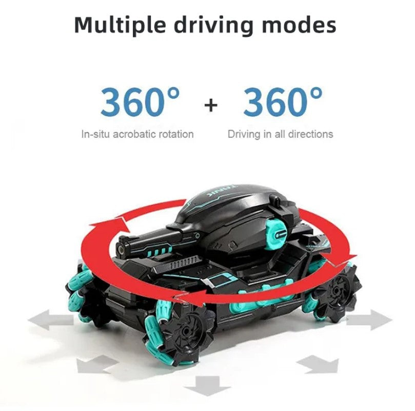 Cool High Speed Water Pellet Shooting RC Water Tank Car with All Terrain Capability - Remote and Gesture Controlled